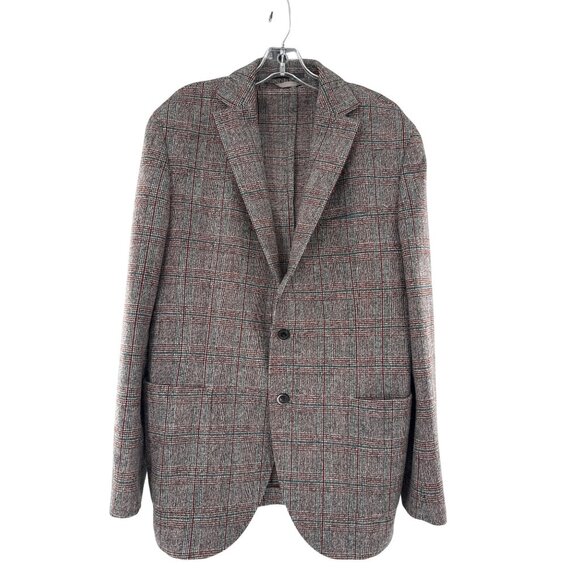 Luigi Bianchi Manitoba‎ Men Wool Cashmere Blend Plaid Blazer Deconstructed Italy - Picture 1 of 11
